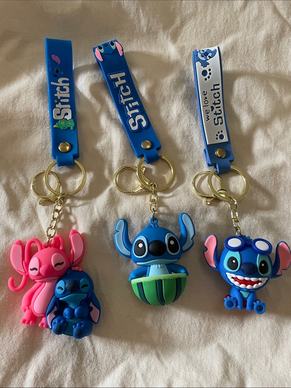 Blue Stitch Silicone Keychain Set - 3pc